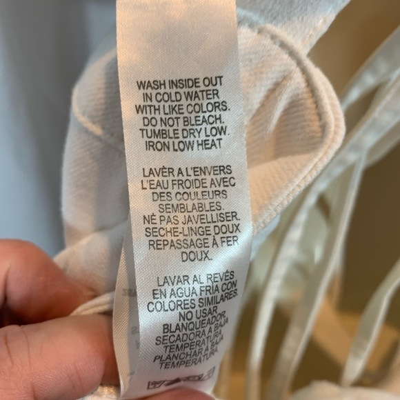 Good American White Denim Spaghetti Strap Lace Up Back Overalls - size 5 - Picture 5 of 9